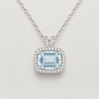 Emerald-Cut Crystal Pendant - Blue and Green Color