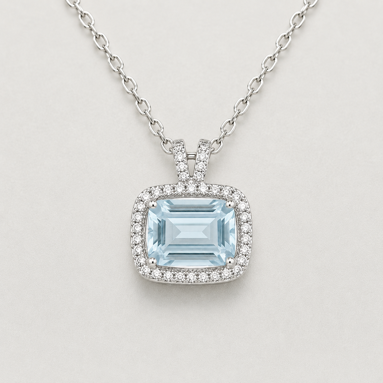 Emerald-Cut Crystal Pendant - Blue and Green Color