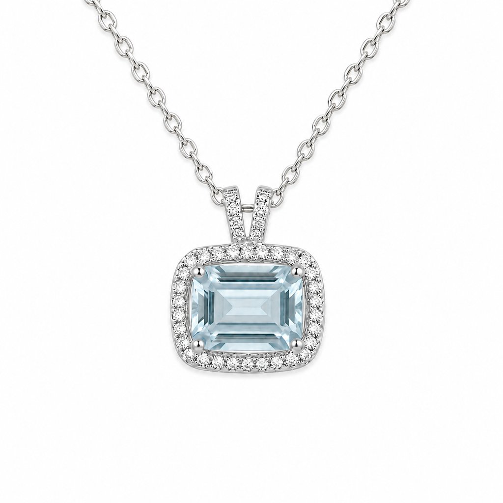 Emerald-Cut Crystal Pendant - Blue and Green Color