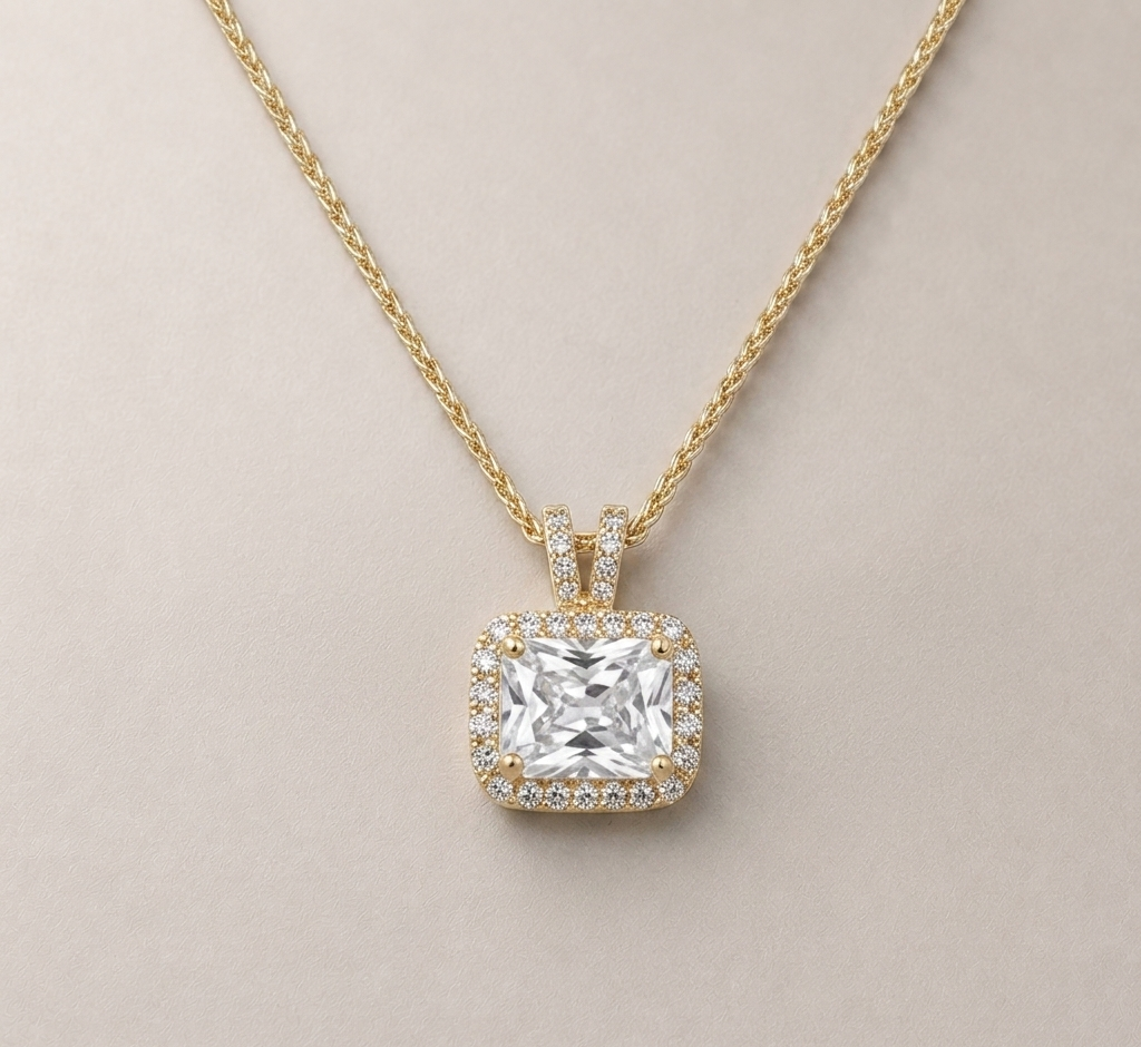 Emerald-Cut Crystal Pendant