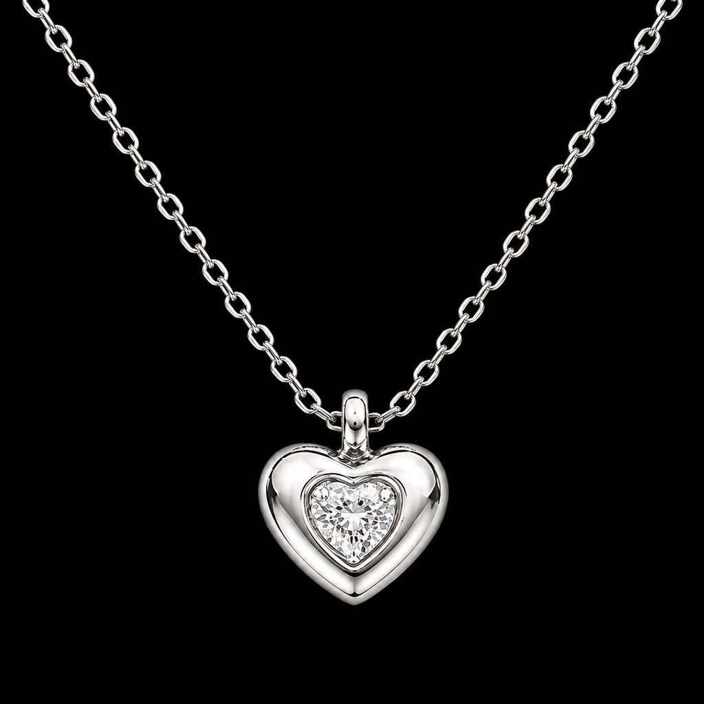 Polished Silver Heart Pendant