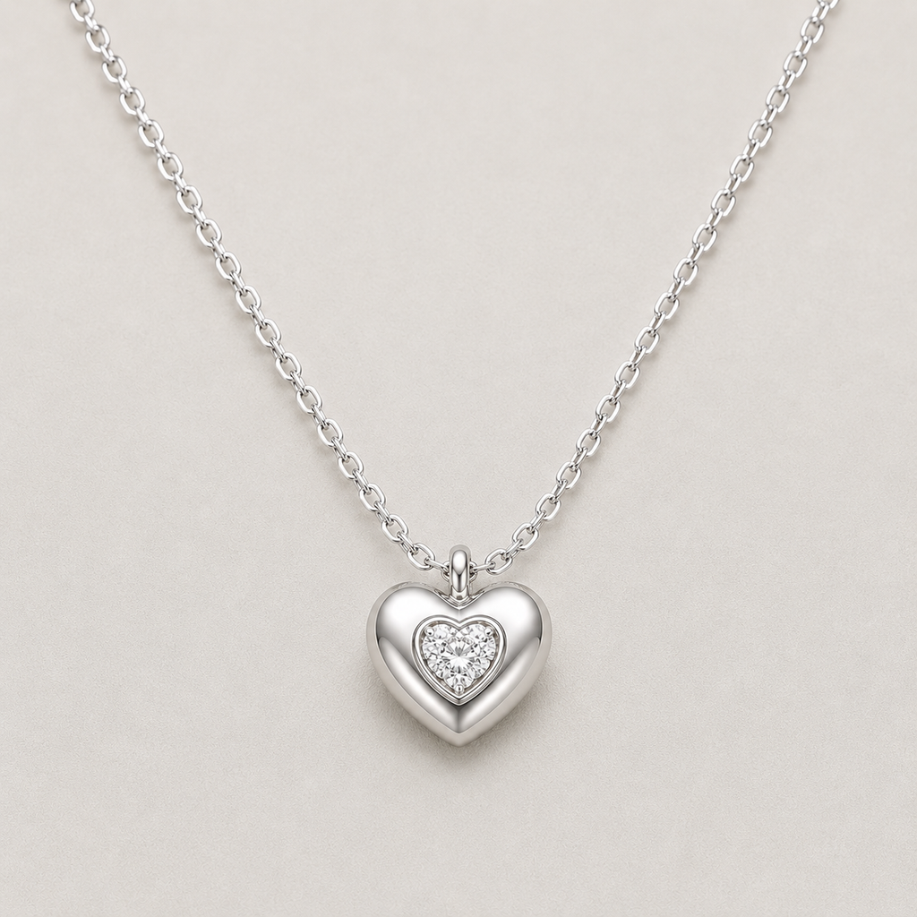 Polished Silver Heart Pendant