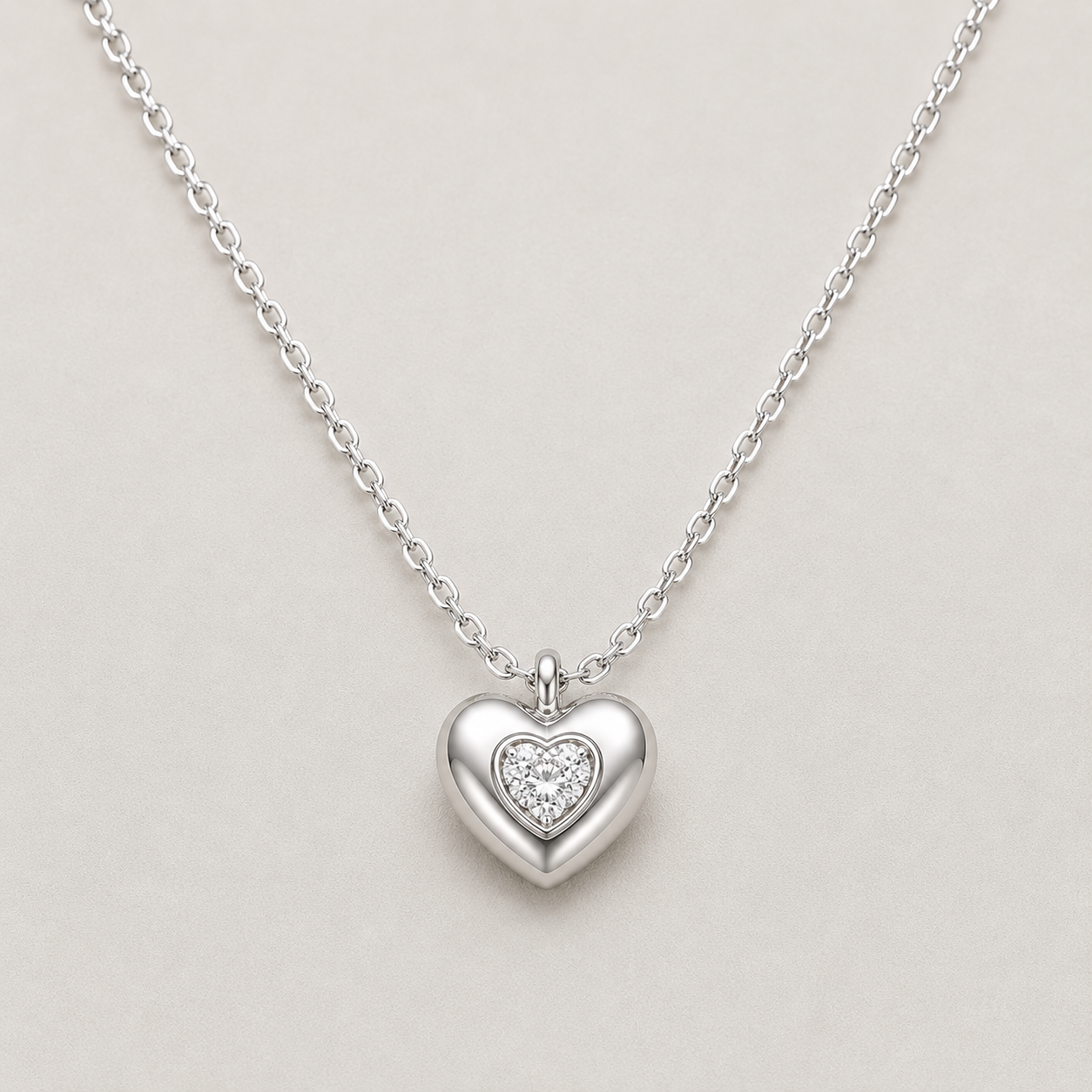 Polished Silver Heart Pendant