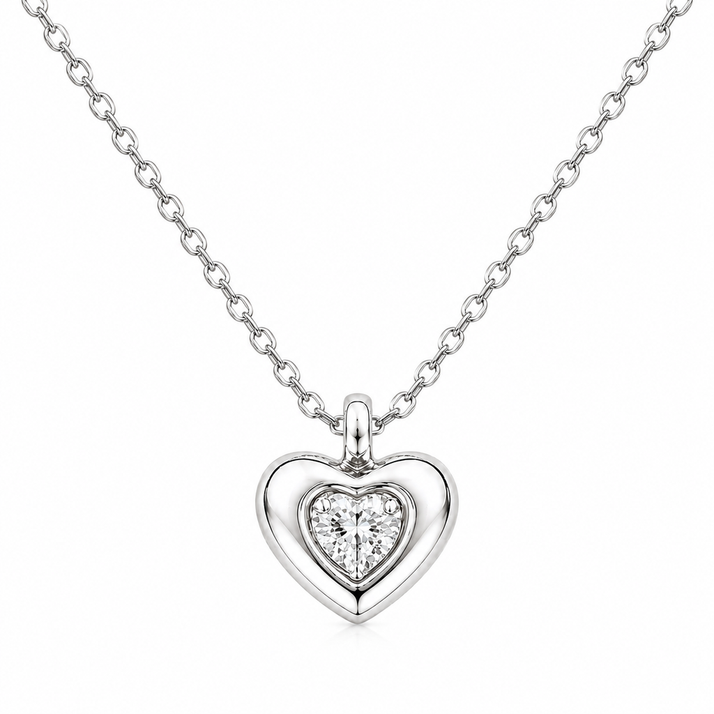 Polished Silver Heart Pendant