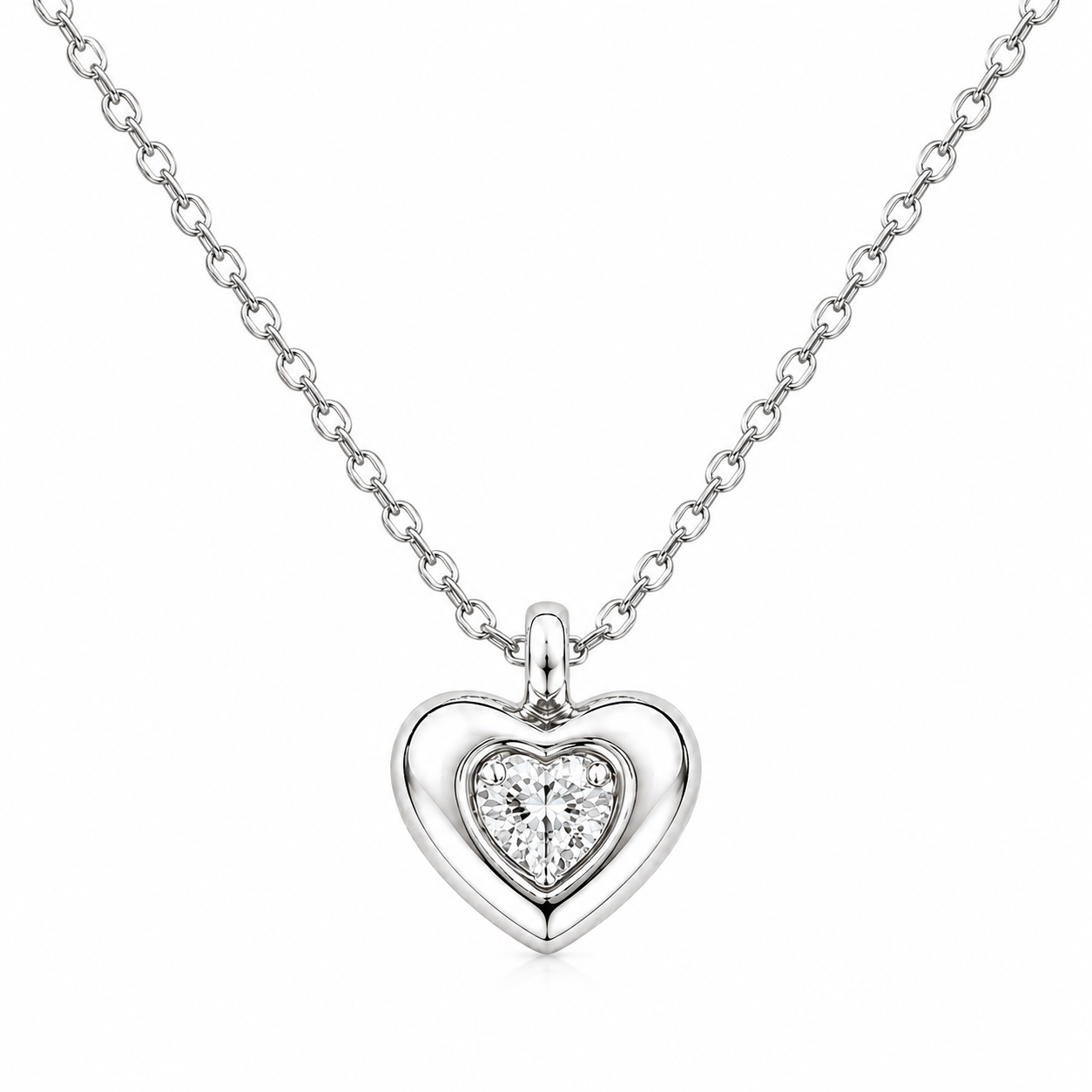 Polished Silver Heart Pendant