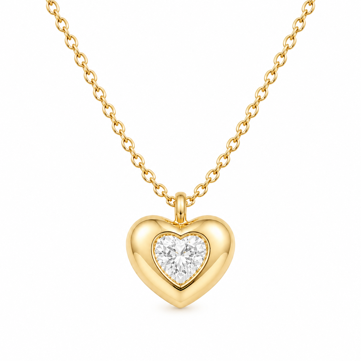 Polished Golden Heart Pendant