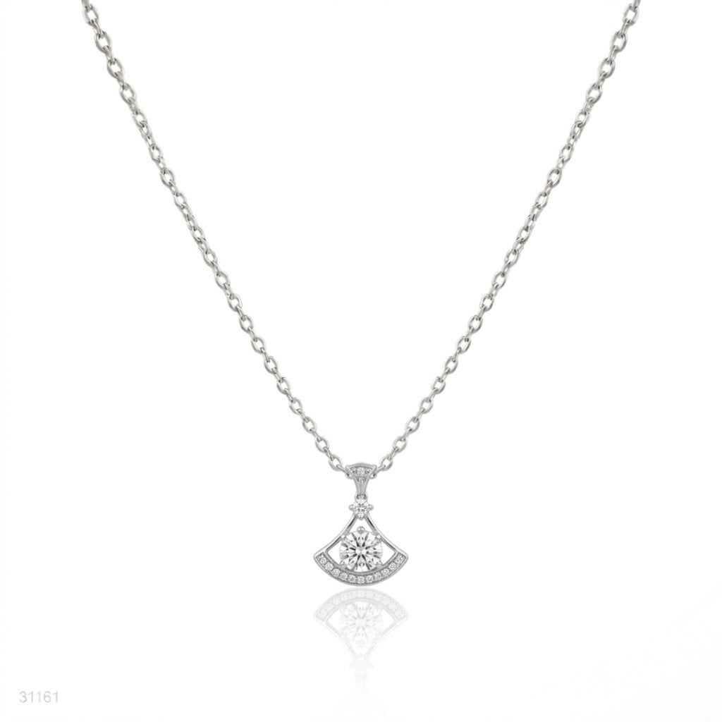 Silver-Toned Fan Pendant