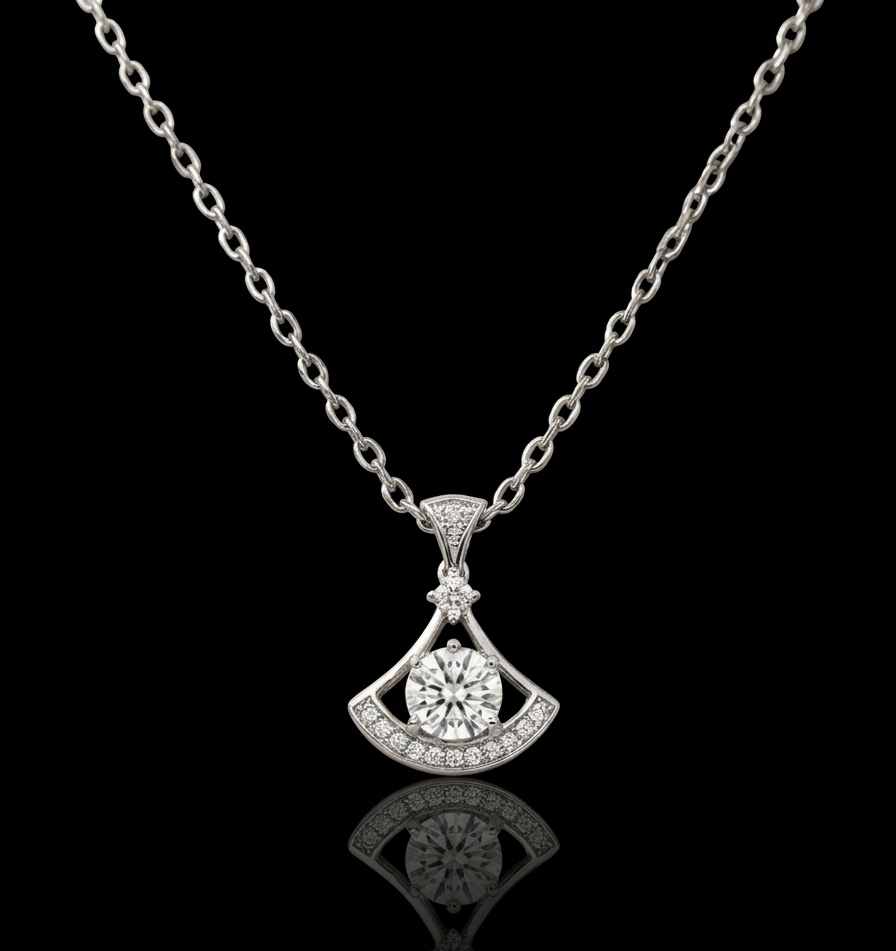 Silver-Toned Fan Pendant