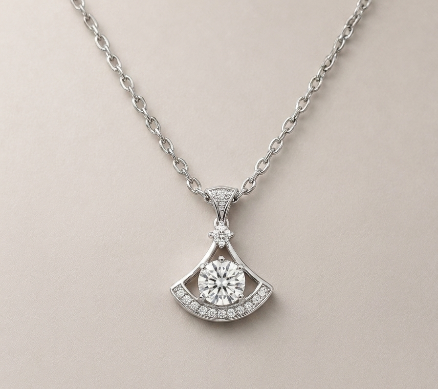 Silver-Toned Fan Pendant