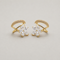 Dual-Band Earrings with Floral Charm