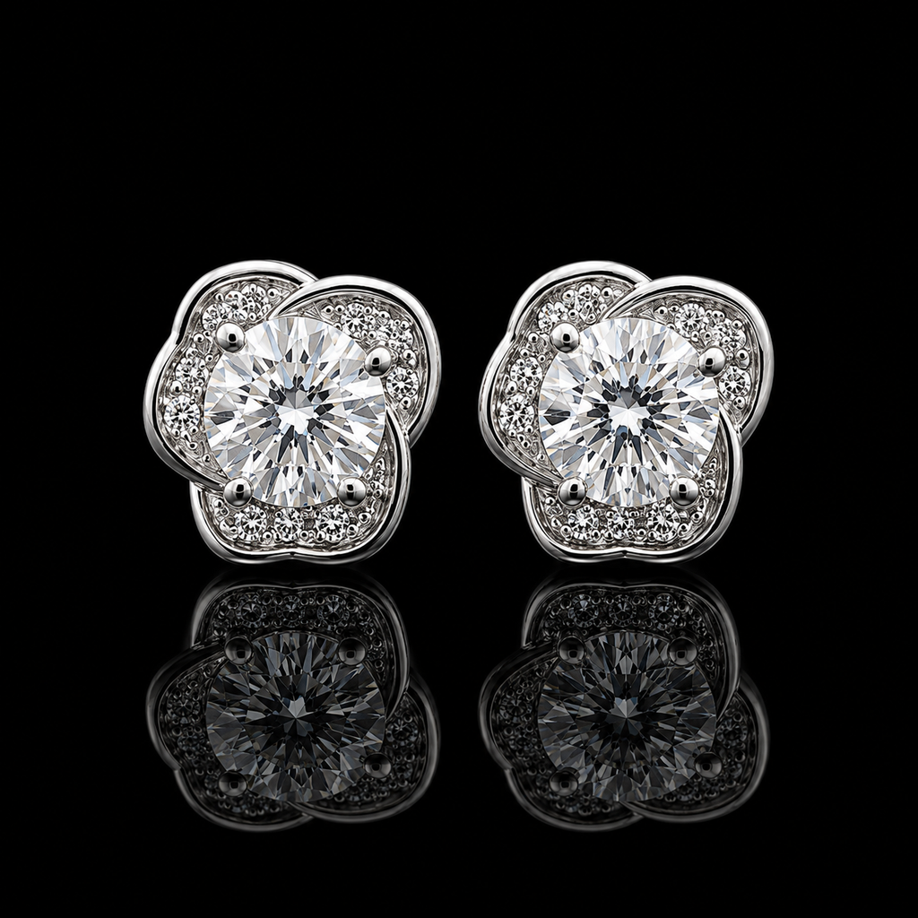 Elegant Triple-Petal Floral Stud Earrings