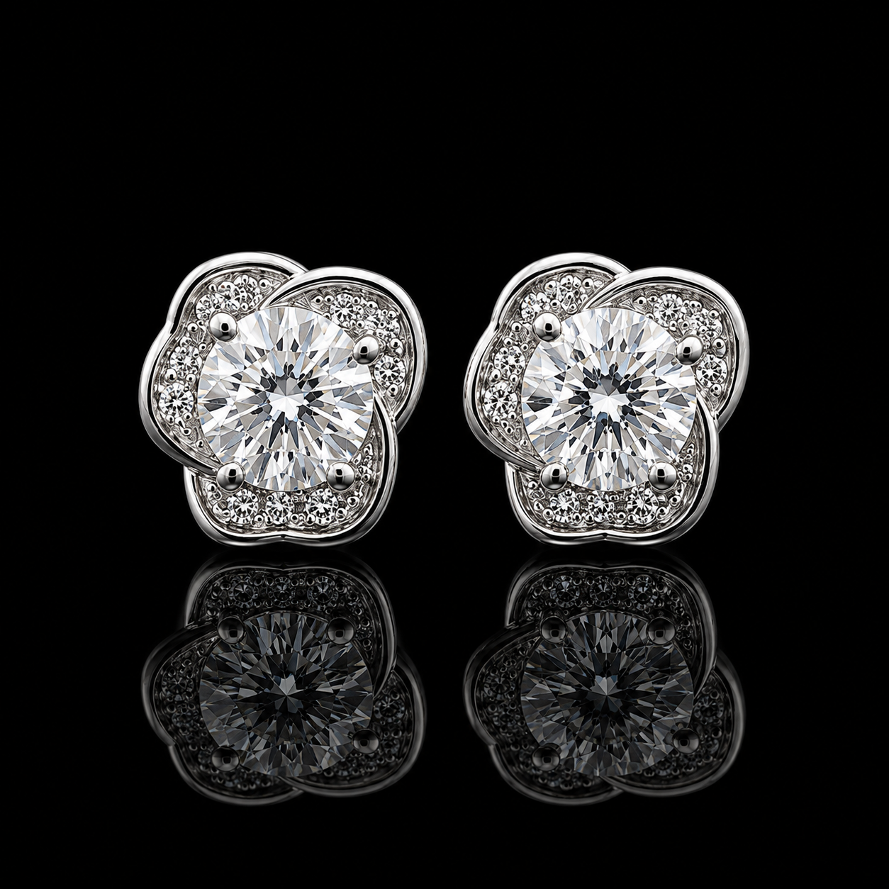 Elegant Triple-Petal Floral Stud Earrings
