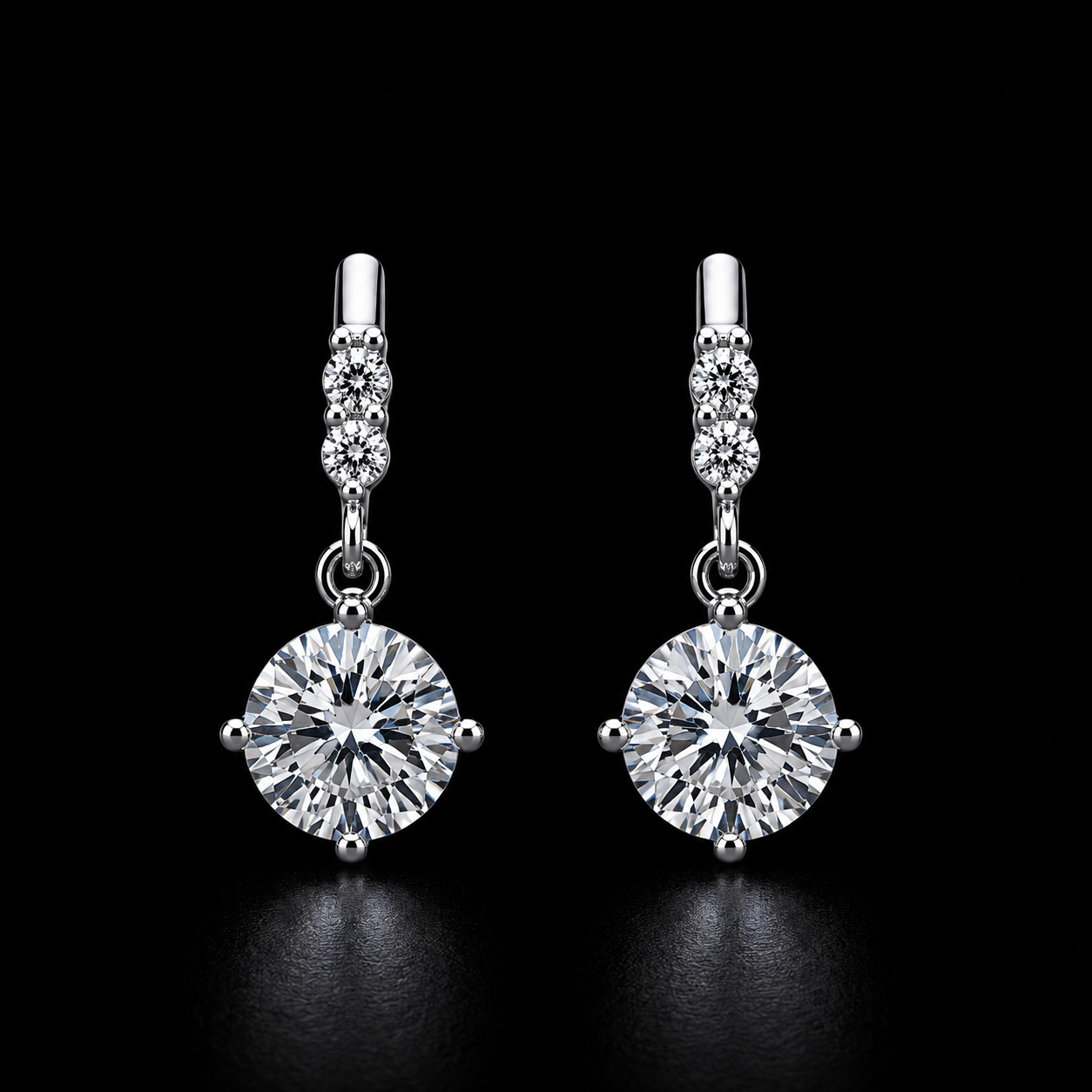 Round-Cut Solitaire Drop Earrings