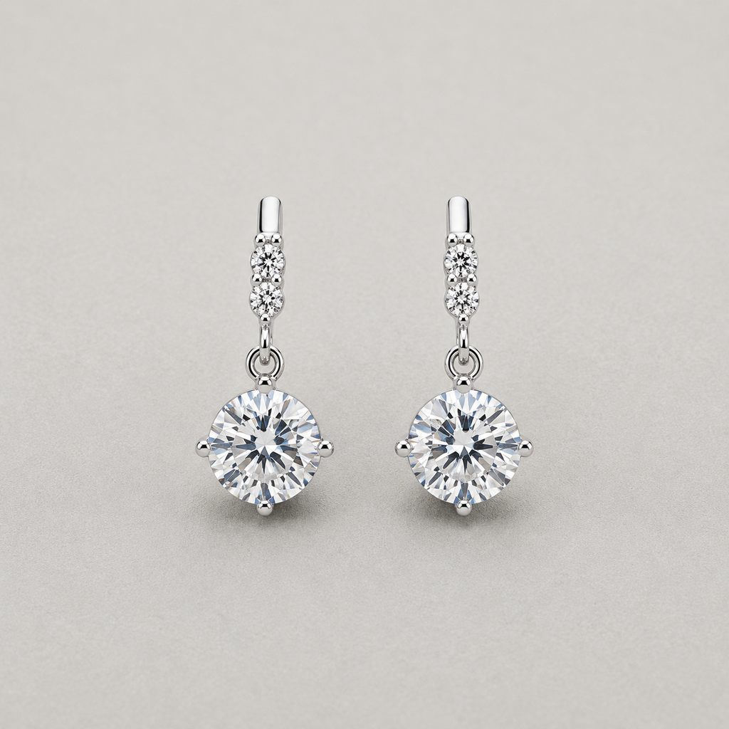 Round-Cut Solitaire Drop Earrings