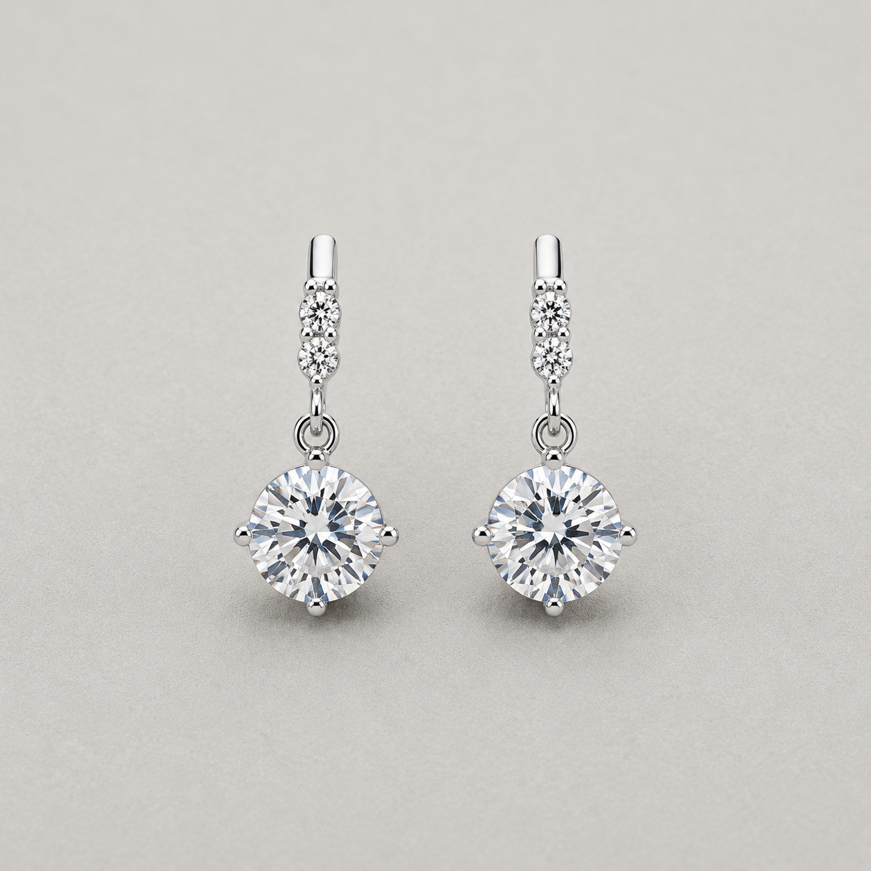 Round-Cut Solitaire Drop Earrings