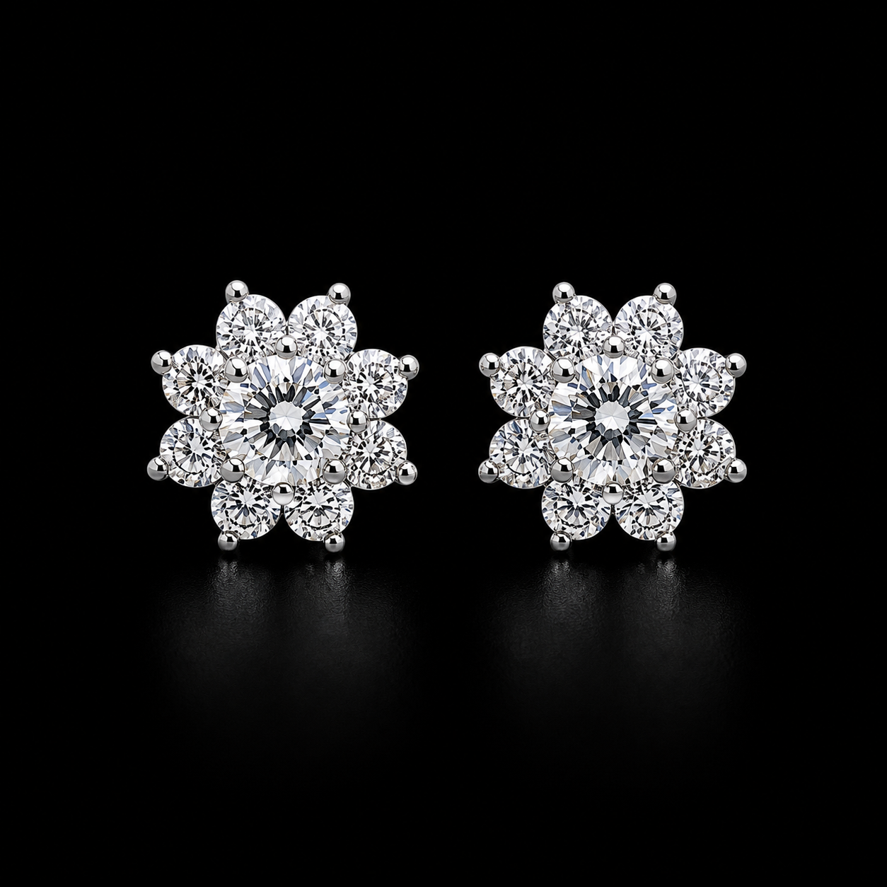 Radiant Sunburst Floral Stud Earrings