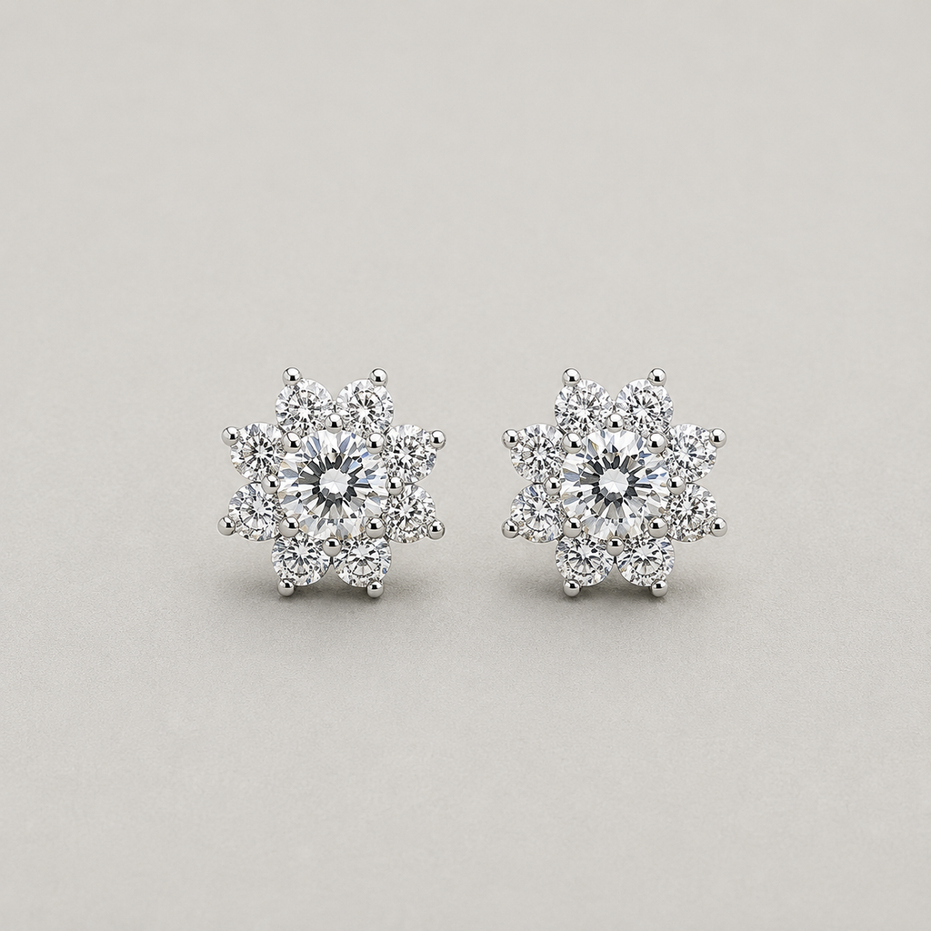 Radiant Sunburst Floral Stud Earrings