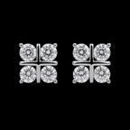 Square Quad-Cluster Stud Earrings