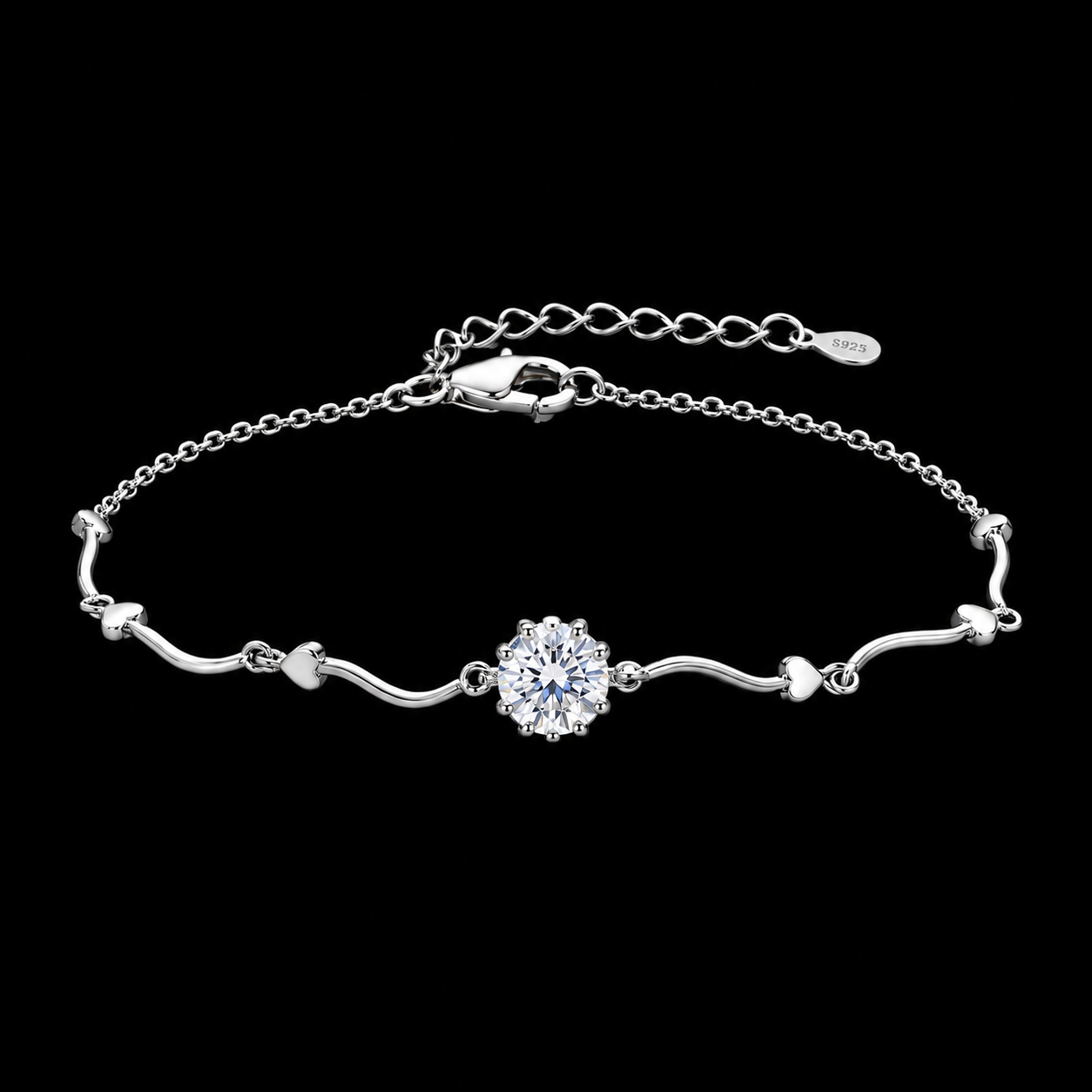 S925 Wavy Link Bracelet