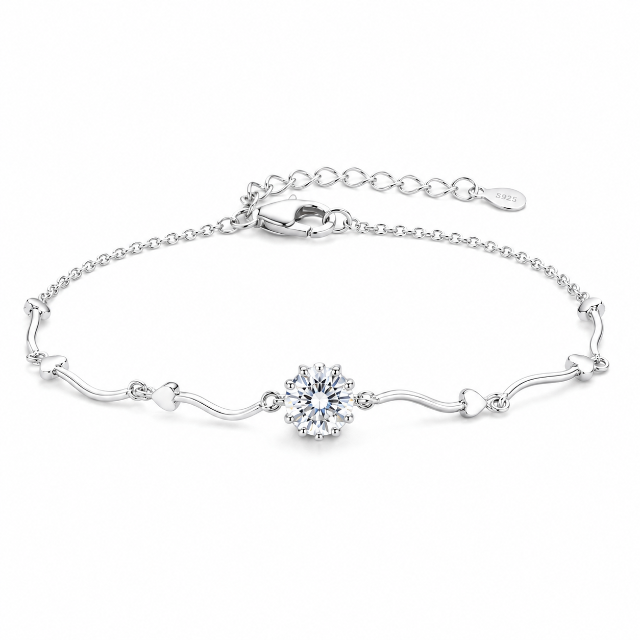 S925 Wavy Link Bracelet