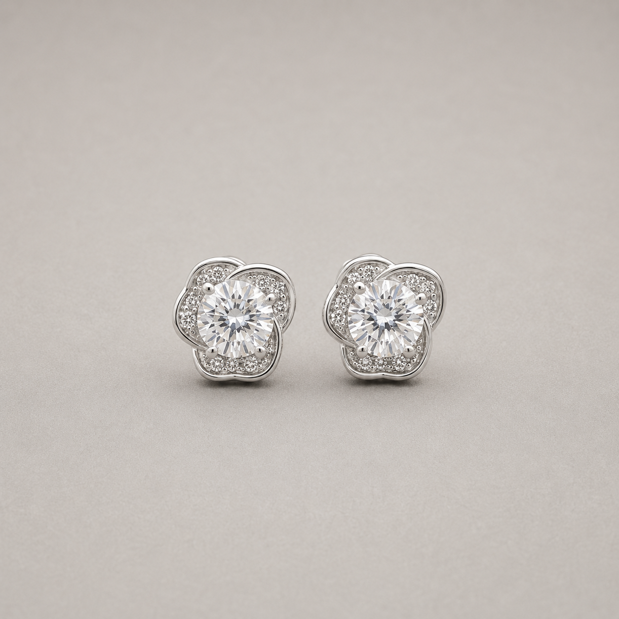 Elegant Triple-Petal Floral Stud Earrings