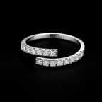 Modern Bypass Ring with Radiant Double-Row Pavé