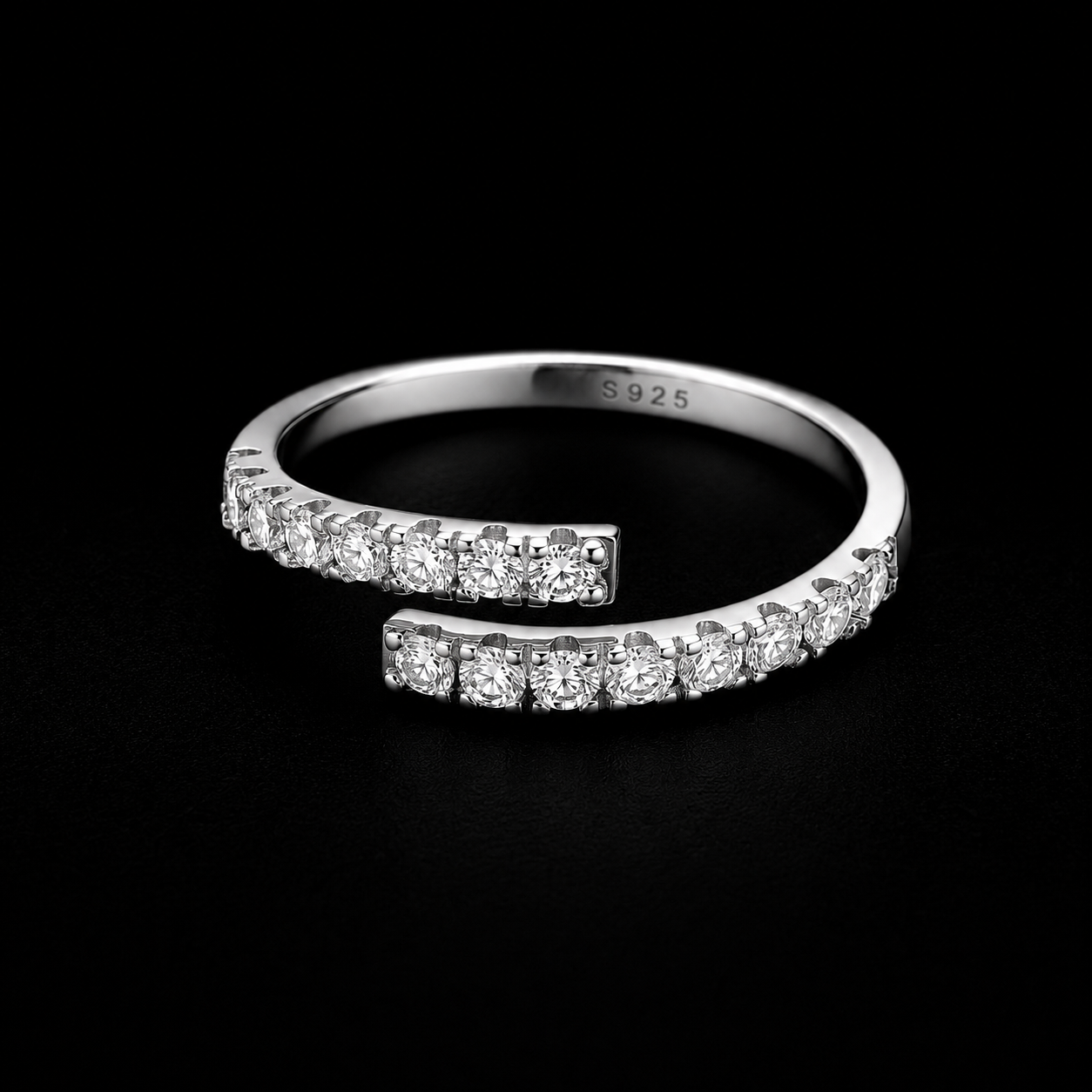 Modern Bypass Ring with Radiant Double-Row Pavé