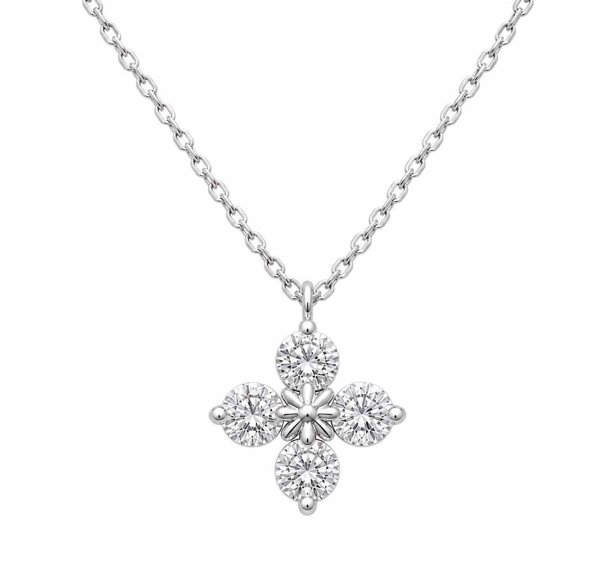 Radiant Four-Petal Flower Necklace