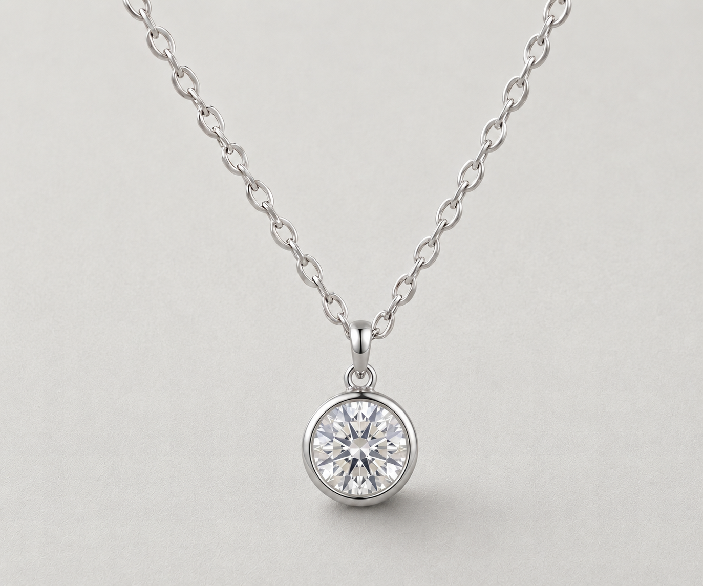 Classic Bezel-Set Brilliant Round Solitaire Necklace