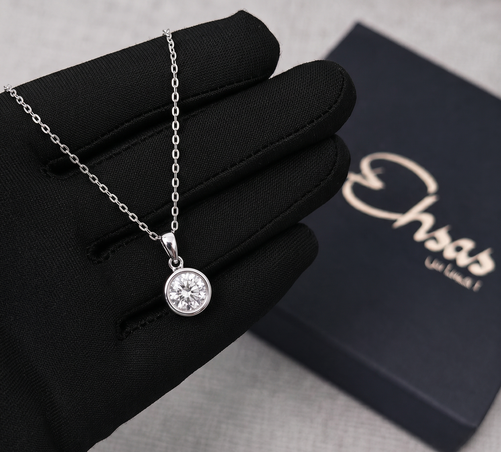 Classic Bezel-Set Brilliant Round Solitaire Necklace