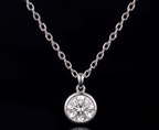 Classic Bezel-Set Brilliant Round Solitaire Necklace