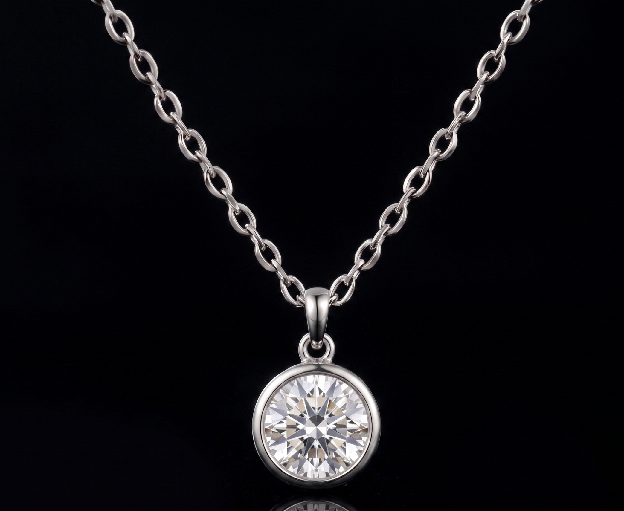 Classic Bezel-Set Brilliant Round Solitaire Necklace