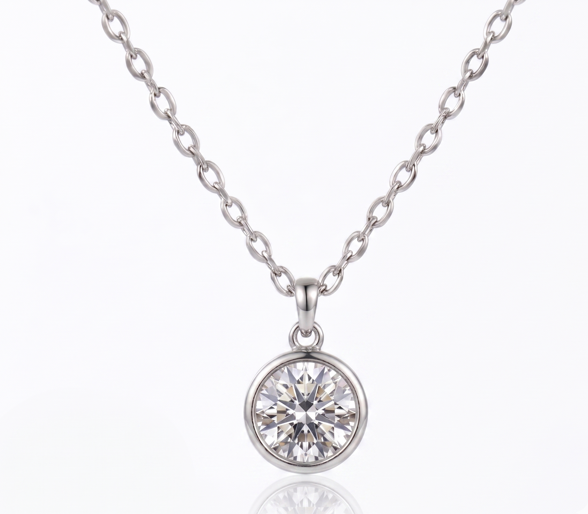Classic Bezel-Set Brilliant Round Solitaire Necklace