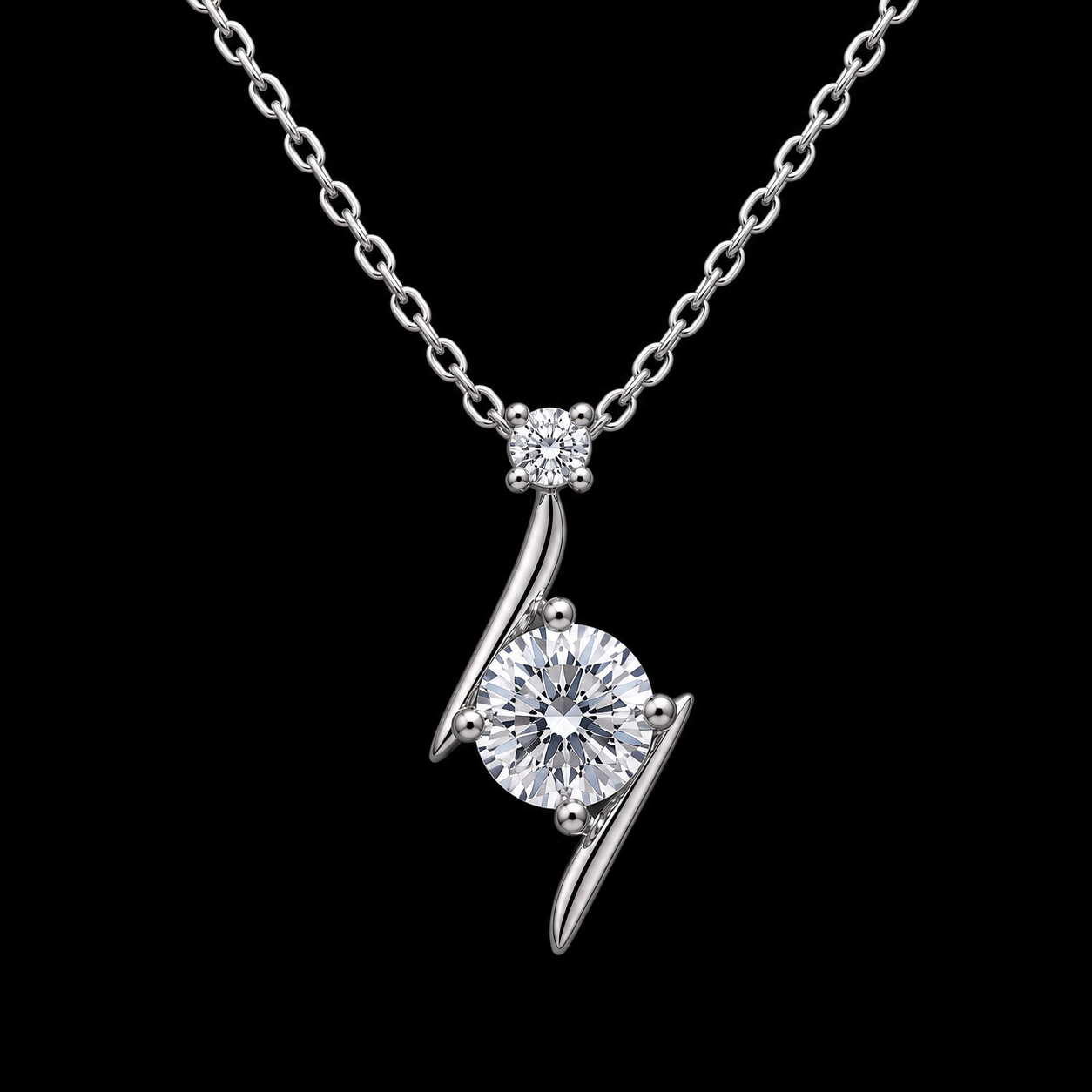 Elegant Ribbon-Twist Solitaire Necklace