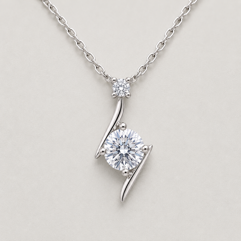 Elegant Ribbon-Twist Solitaire Necklace