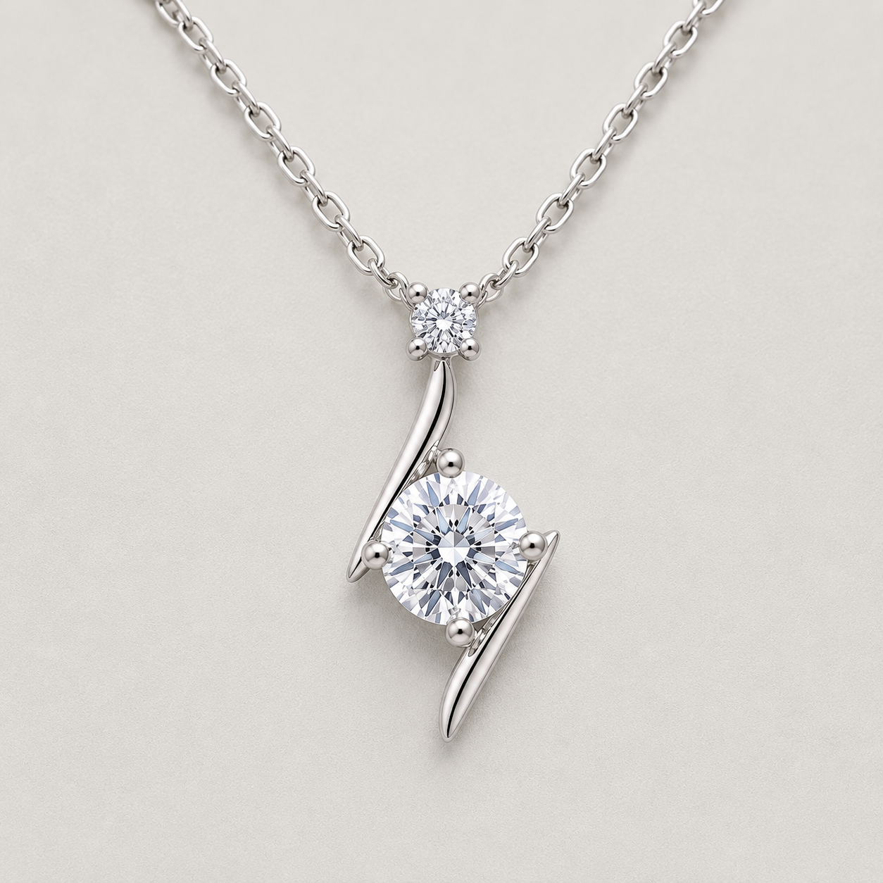 Elegant Ribbon-Twist Solitaire Necklace