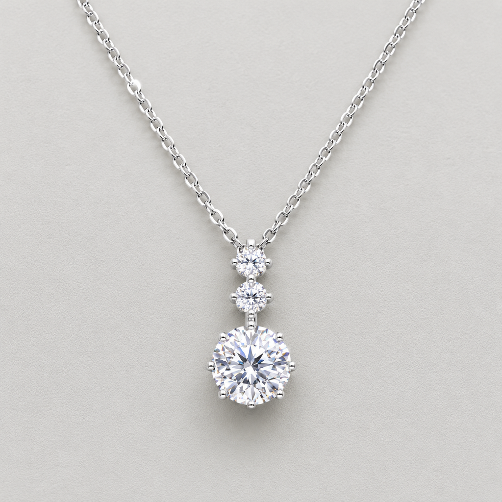 Radiant Triple-Stone Drop Necklace
