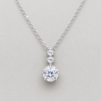 Radiant Triple-Stone Drop Necklace