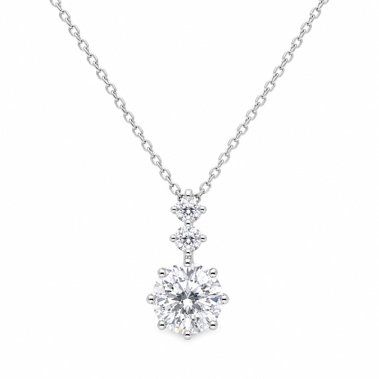 Radiant Triple-Stone Drop Necklace