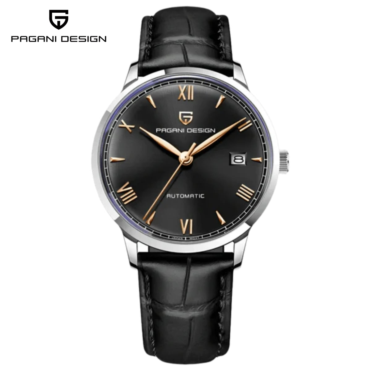 Pagani Design 1759 Men’s Automatic Pilot Watch Leather Strap – Seiko NH35 Movement, Sapphire Glass & 100M Waterproof Black Dial