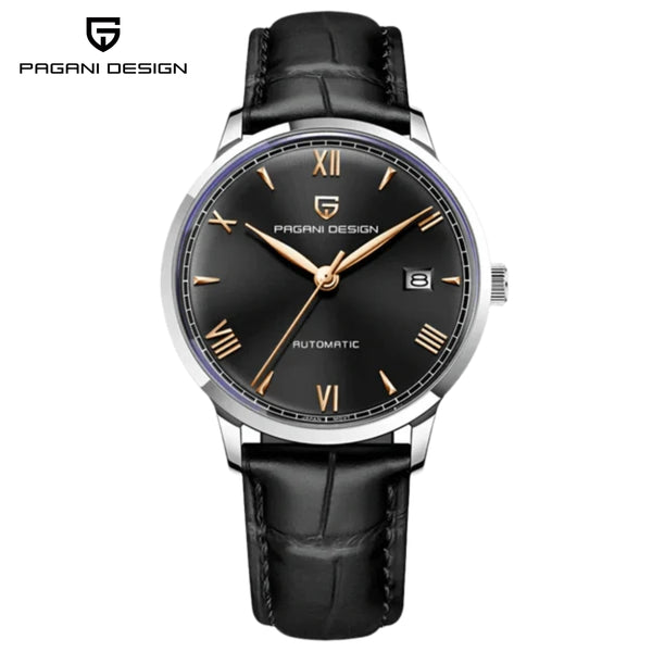 Pagani Design 1759 Men’s Automatic Pilot Watch Leather Strap – Seiko NH35 Movement, Sapphire Glass & 100M Waterproof Black Dial
