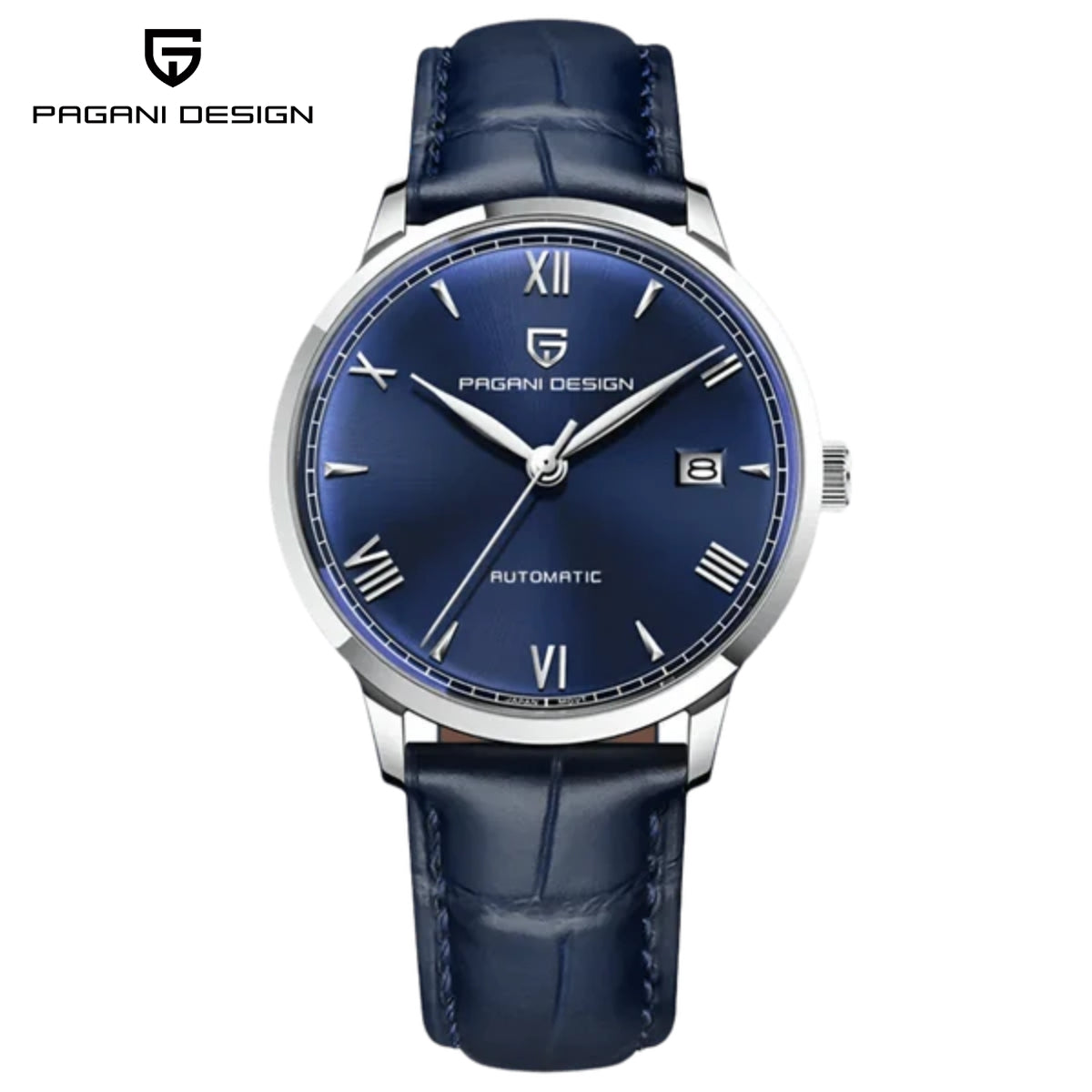 Pagani Design 1759 Men’s Automatic Pilot Watch Leather Strap – Seiko NH35 Movement, Sapphire Glass & 100M Waterproof Blue Dial