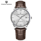 Pagani Design 1759 Men’s Automatic Pilot Watch Leather Strap – Seiko NH35 Movement, Sapphire Glass & 100M Waterproof White Dial