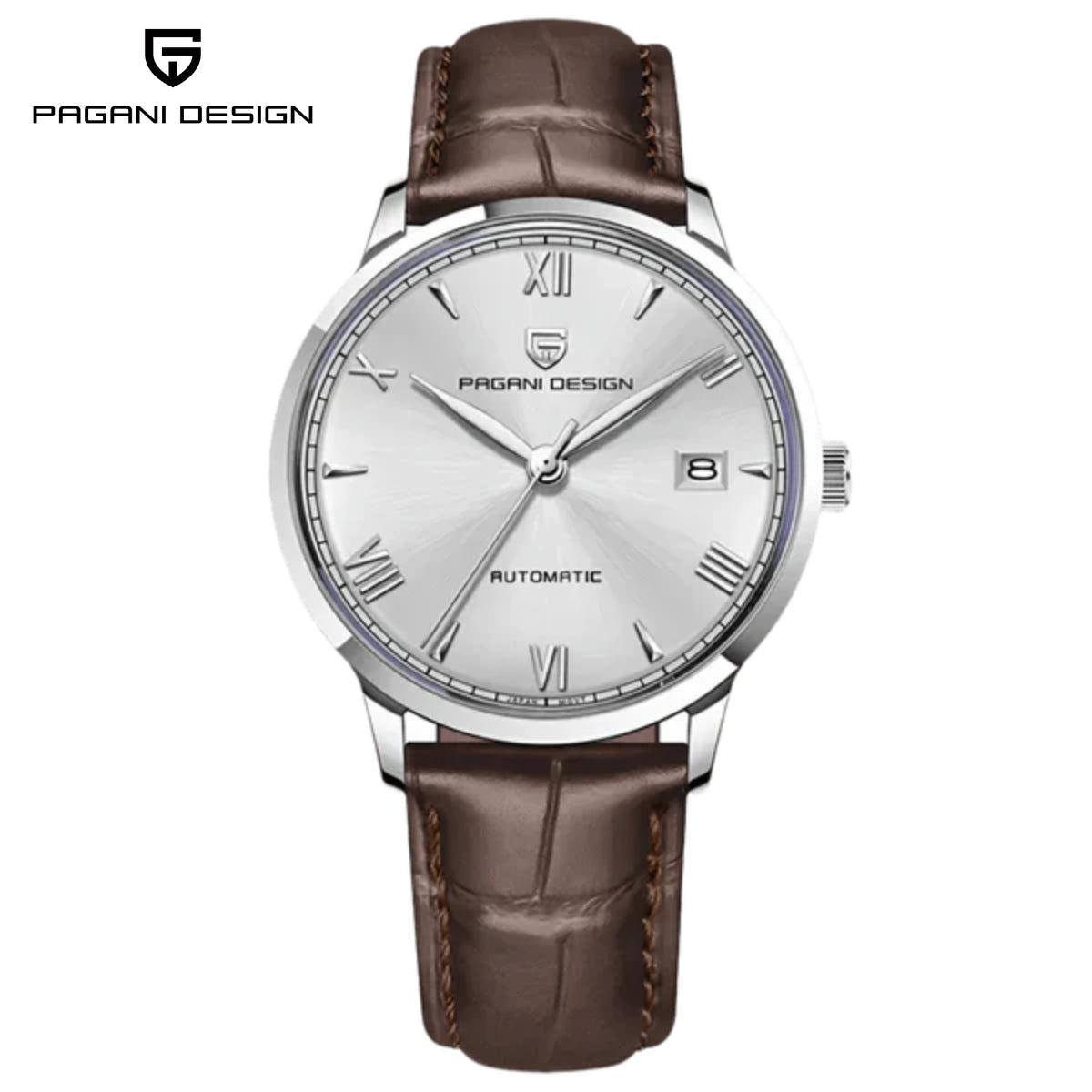 Pagani Design 1759 Men’s Automatic Pilot Watch Leather Strap – Seiko NH35 Movement, Sapphire Glass & 100M Waterproof White Dial