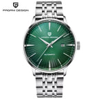 Pagani Design PD-2770 Men’s Automatic Watch – Classic Stainless Steel Mechanical Wristwatch with Date Green Dial