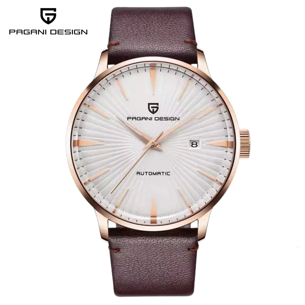 Pagani Design PD-2770 Men’s Automatic Watch – Classic Stainless Steel Mechanical Wristwatch with Date White Dial