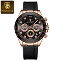 POEDAGAR 629 Men’s Luxury Sport Watch – Stainless Steel Chronograph Quartz with Luminous Date & Waterproof Golden Black