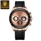 POEDAGAR 629 Men’s Luxury Sport Watch – Stainless Steel Chronograph Quartz with Luminous Date & Waterproof Rose Gold