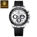 POEDAGAR 629 Men’s Luxury Sport Watch – Stainless Steel Chronograph Quartz with Luminous Date & Waterproof Silver Dial
