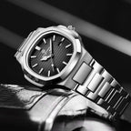 Poedagar 613 Men’s Luxury Stainless Steel Watch – Waterproof Quartz Wristwatch with Luminous Black Dial